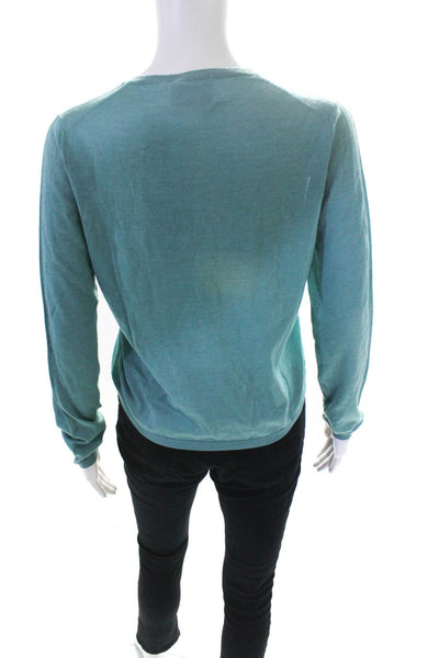 Nobili Womens Long Sleeve V Neck Thin Knit Pullover Sweater Green Size XL