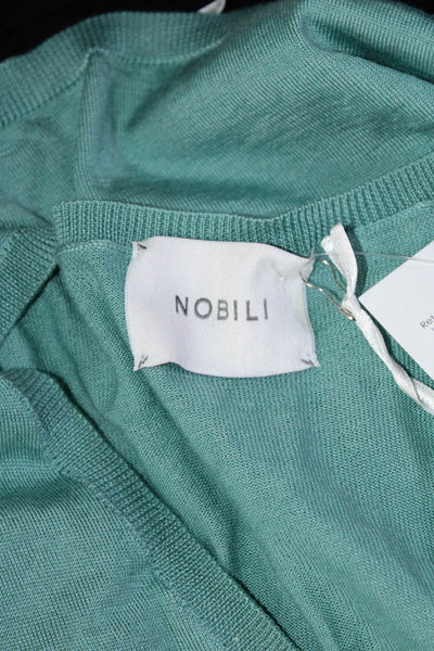 Nobili Womens Long Sleeve V Neck Thin Knit Pullover Sweater Green Size XL