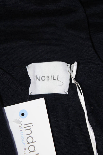 Nobili Womens Long Sleeve Thin Knit Cardigan Sweater Navy Blue Size XL