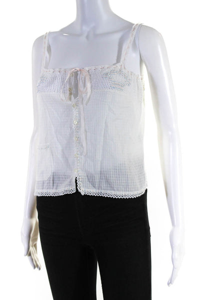 Ralph Lauren Blue Label Womens Open Knit Tank Top White Cotton Size 6