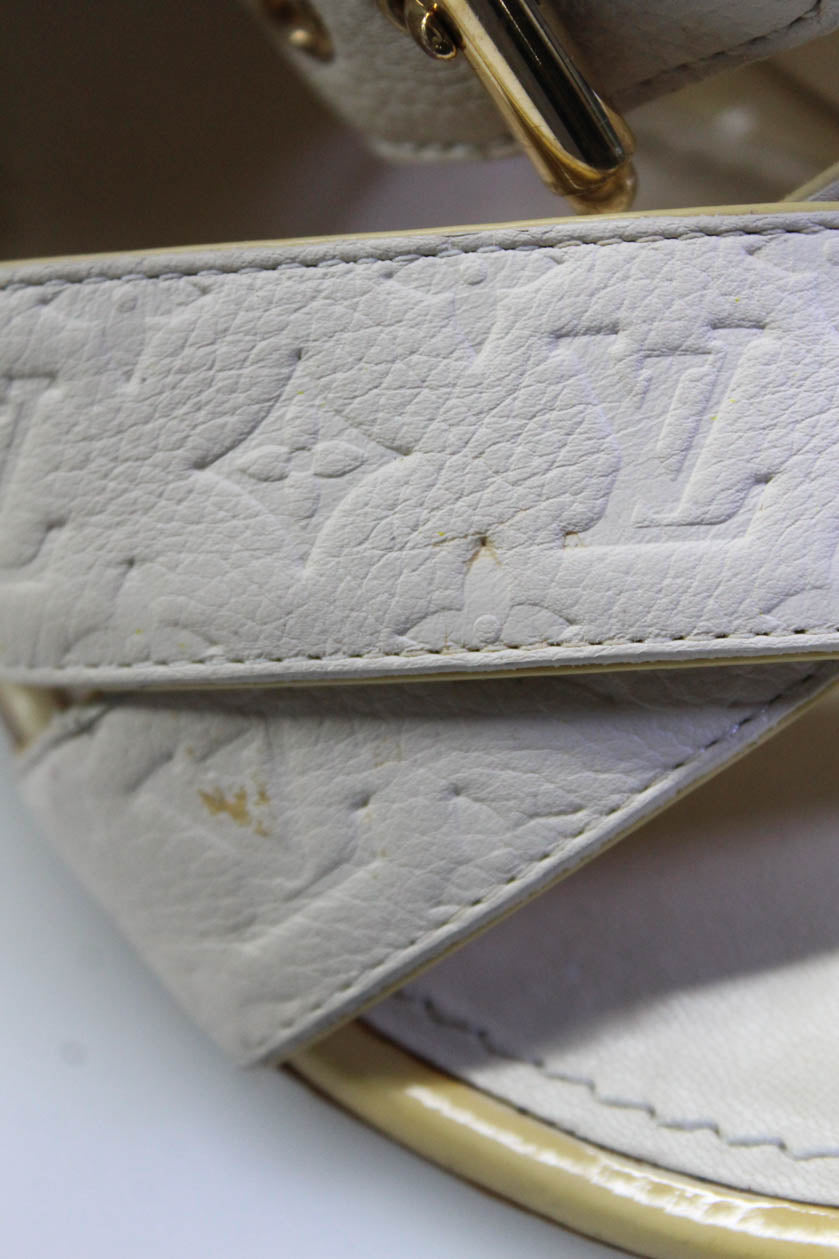 Louis Vuitton, Shoes, Nwot Louis Vuitton Womens Leather Empreinte Wedge Sandals  White Size 375