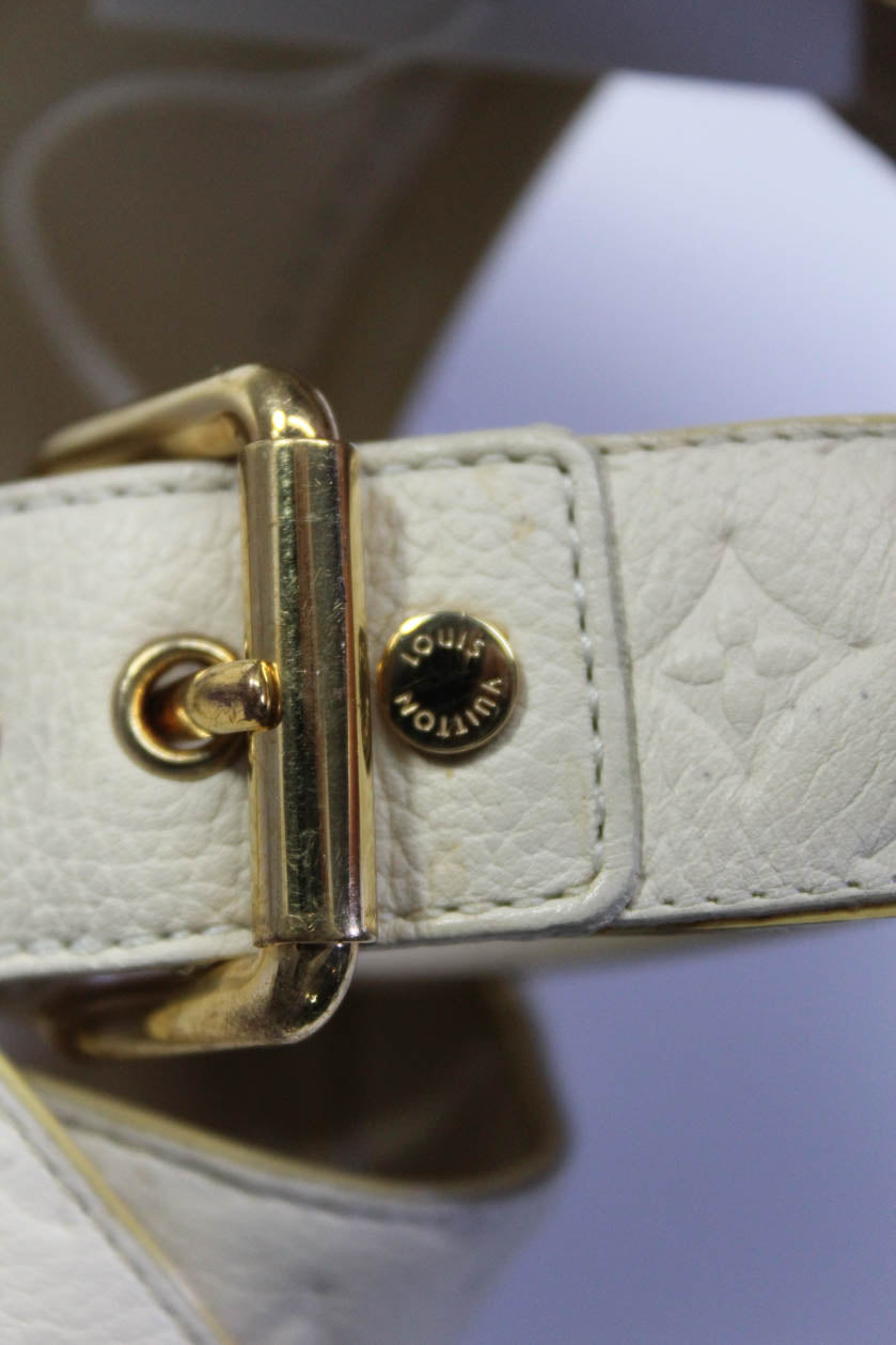 Louis Vuitton, Shoes, Nwot Louis Vuitton Womens Leather Empreinte Wedge Sandals  White Size 375