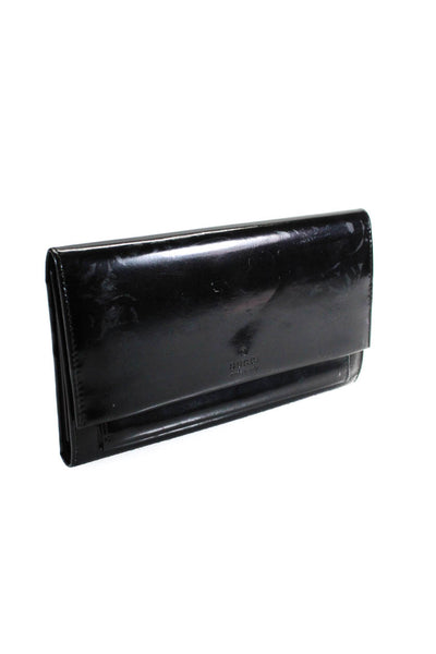 Gucci Womens Patent Leather Long Wallet Black
