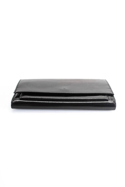 Gucci Womens Patent Leather Long Wallet Black