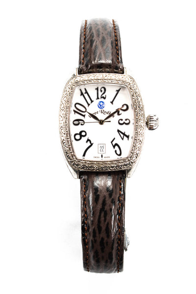 Loree Rodkin Womens Sterling Silver Filigree Leather Watch Brown
