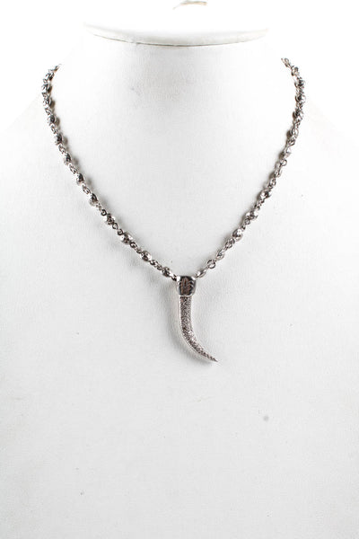 Loree Rodkin Womens 18KT White Gold Diamond Horn Pendant Choker Necklace