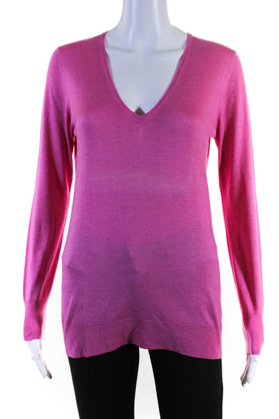 Cruciani Womens V Neck Long Sleeve Top Pink Size 42 IT