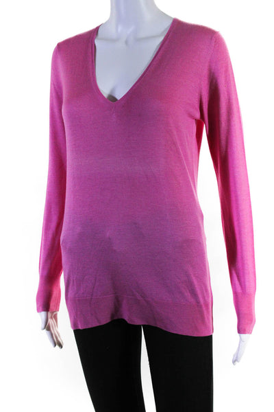 Cruciani Womens V Neck Long Sleeve Top Pink Size 42 IT