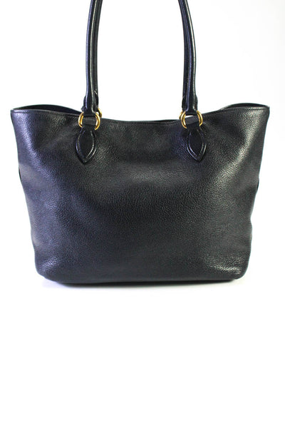 Prada Womens Textured Leather Tote Handbag Black