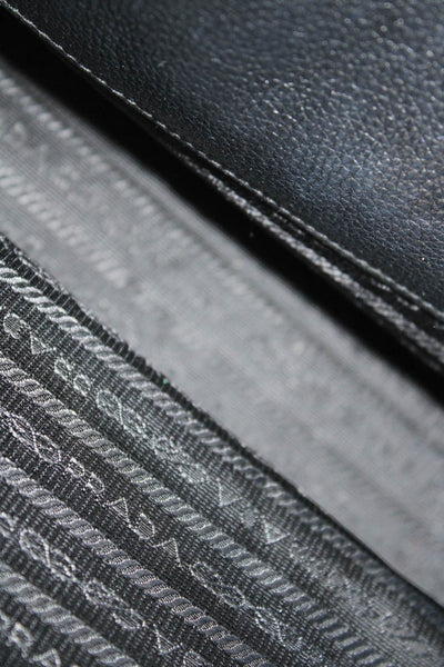 Prada Womens Textured Leather Tote Handbag Black