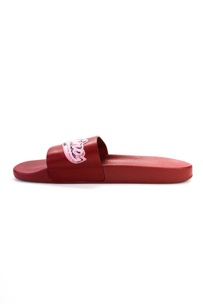 Valentino Garavani Mens Rubber Slip On Deep Red Slide Sandals Size 45