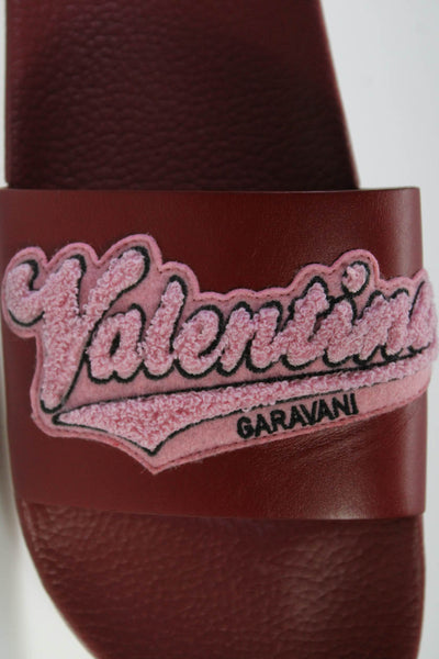 Valentino Garavani Mens Rubber Slip On Deep Red Slide Sandals Size 45