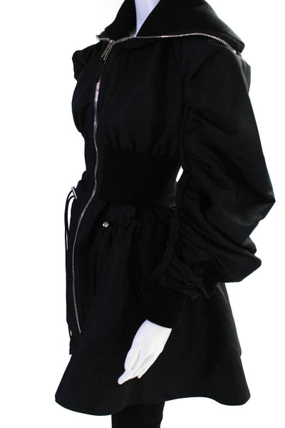 Alexander McQueen Womens Cocoon Sleeve Drawstring Waist Jacket Black Size 38 IT