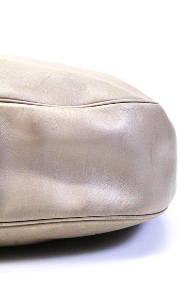 Coach Womens Leather Gold Tone Shoulder Handbag Beige