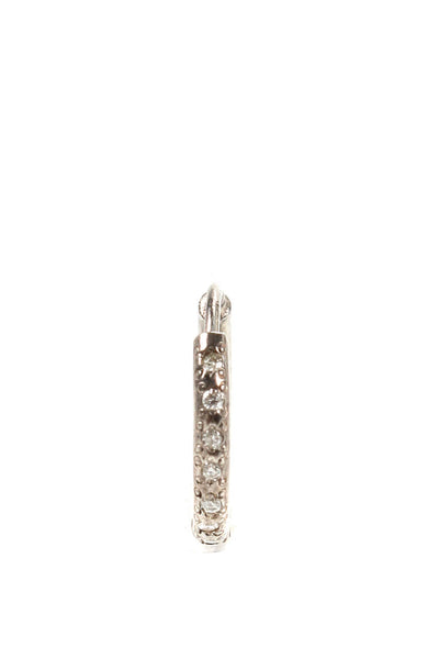 Jasper Womens Sterling Silver Diamond Pave Small Hoop Mono Earring
