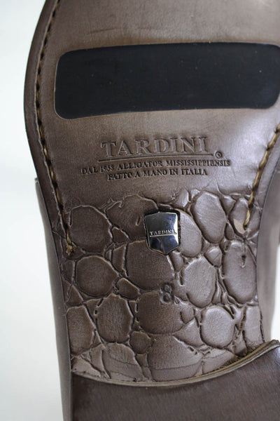 Tardini Mens Genuine American Alligator Suede Lace Up Boot Gray Size 8