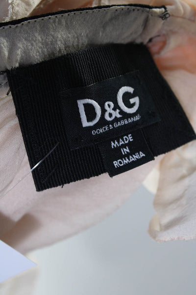 D&G Dolce & Gabbana Women Tie Neck Long Sleeve Top Blouse Light Pink Size Medium