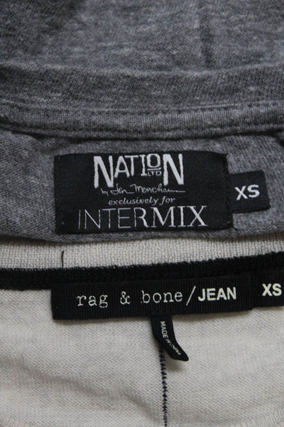 Rag & Bone Nation LTD Intermix Womens Solid Tee Shirts Beige Gray Size XS Lot 2