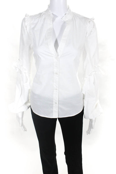 Generation Love Womens Ruffle Button Down Shirt Blouse White Size XS