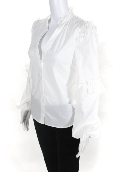 Generation Love Womens Ruffle Button Down Shirt Blouse White Size XS