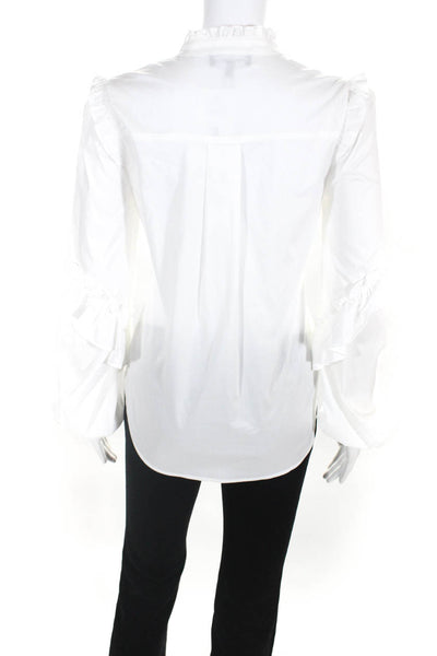 Generation Love Womens Ruffle Button Down Shirt Blouse White Size XS