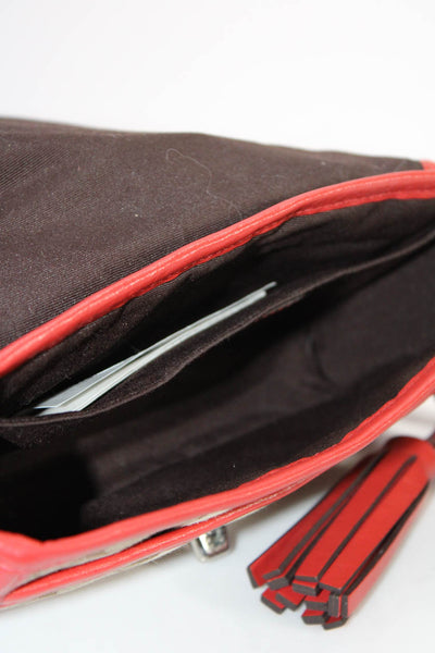 Coach Womens Monogrammed Leather Trim Crossbody Small Beige Handbag