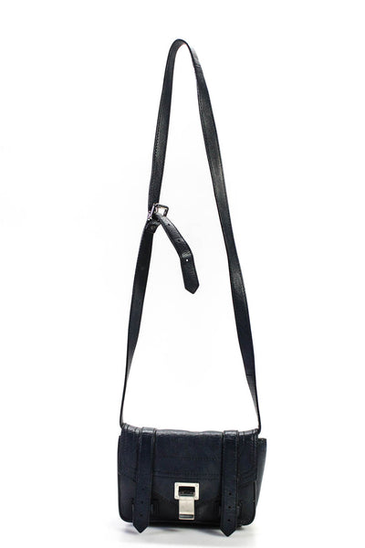 Proenza Schouler Womens Leather Adjustable Strap Crossbody Handbag Blue