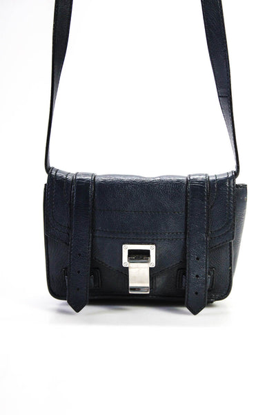 Proenza Schouler Womens Leather Adjustable Strap Crossbody Handbag Blue