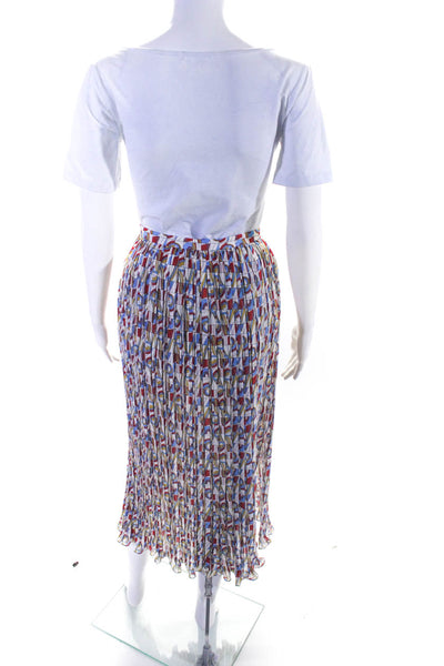 Rochas Womens Pleated Midi Skirt Plisse Multicolor Size IT 36