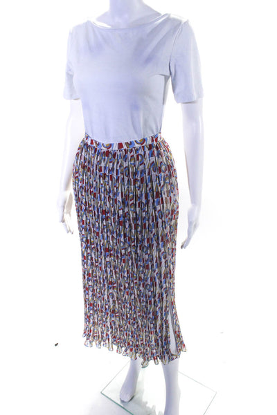 Rochas Womens Pleated Midi Skirt Plisse Multicolor Size IT 42