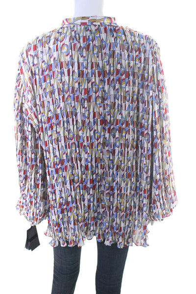 Rochas Womens Long Sleeve Pleated Blouse Top Multicolor Size IT 44