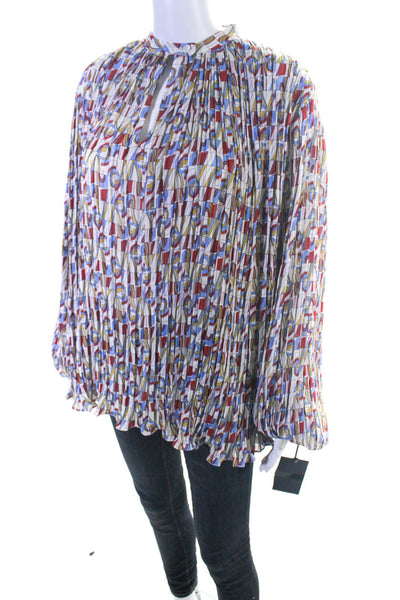Rochas Womens Long Sleeve Pleated Blouse Top Multicolor Size It 42