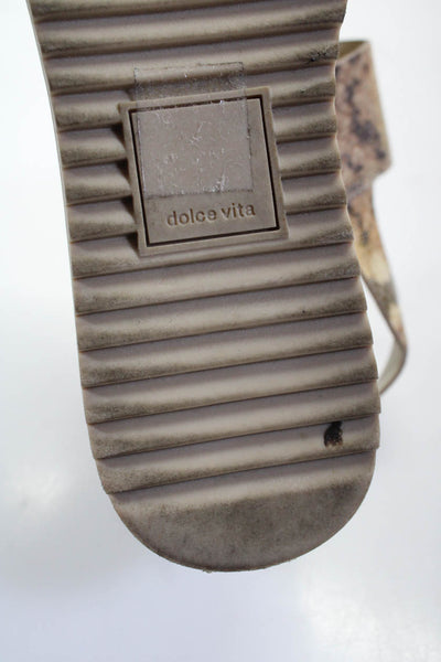 Dolce Vita Womens Leather Snake Print Platform Wedges Sandals Beige Size 8.5
