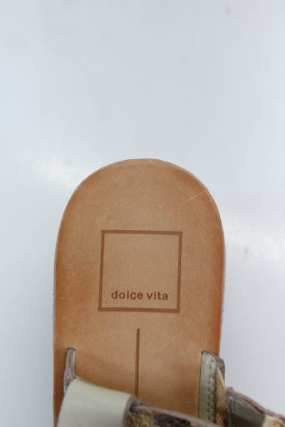 Dolce Vita Womens Leather Snake Print Platform Wedges Sandals Beige Size 8.5