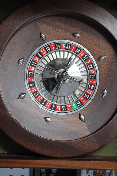 Tardini Unisex Adults Alligator Leather Roulette Spinning Wheel Game Set Brown