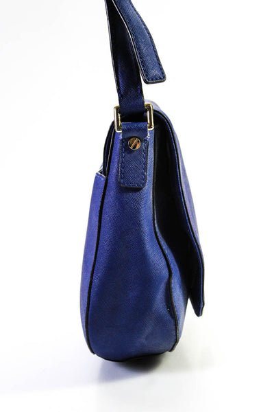 Michael Kors Womens Leather Magnetic Goldtone Hardware Crossbody Handbag Blue