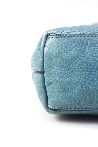Tory Burch Womens Pebbled Leather Crossbody Shoulder Handbag Blue