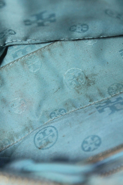 Tory Burch Womens Pebbled Leather Crossbody Shoulder Handbag Blue