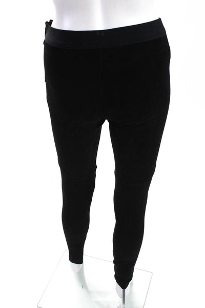 J Crew Collection Womens Suede Mid Rise Skinny Leg Pants Black Size 2