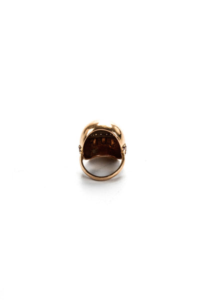 Designer Ghosn Womens Bronze Silver Tone Ruby Diamond Face Ring Size 3