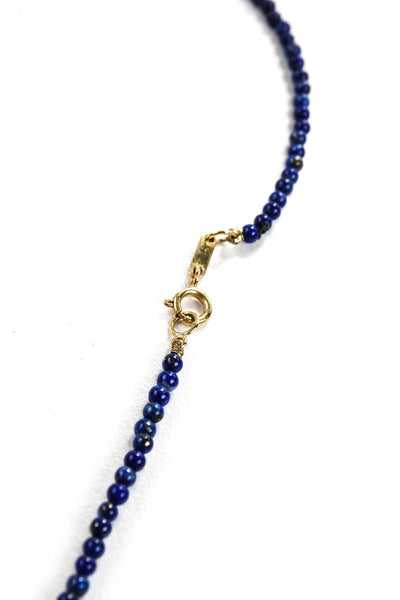 Designer Womens 18kt Yellow Gold Lapis Diamond Cowrie Shell Charm Necklace