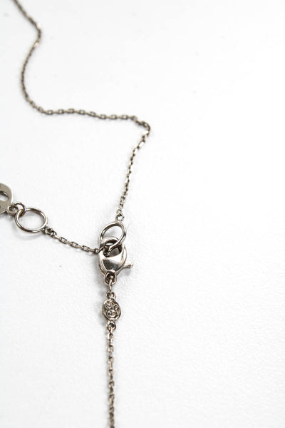 Sally Sohn Womens 18kt White Gold Diamond Emerald Sapphire Skeleton Necklace