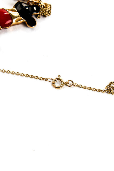 Designer Womens 17kt Yellow Gold Chain Mouse Bottle Cap Charm Pendant Necklace