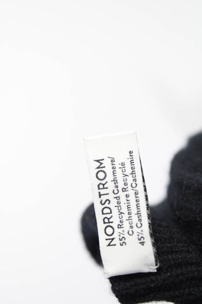 Nordstrom Womens Ribbed Knit Fingerless Cashmere Gloves Black