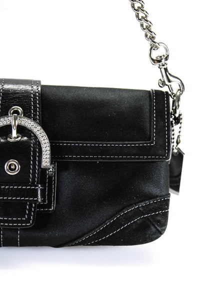 Coach Womens Button Close Embellished Buckle 2 Pocket Clutch Handbag Black Small