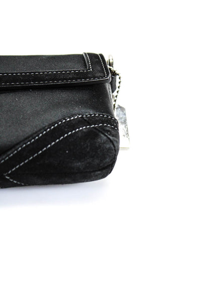 Coach Womens Button Close Embellished Buckle 2 Pocket Clutch Handbag Black Small