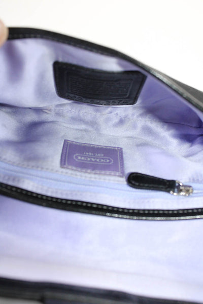 Coach Womens Button Close Embellished Buckle 2 Pocket Clutch Handbag Black Small