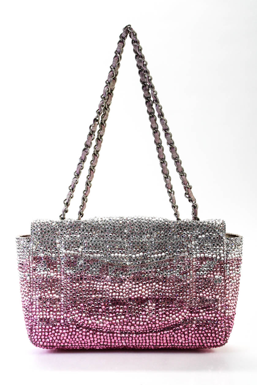 Chanel check pattern mademoiselle bowling chain shoulder bag cotton white  pink  eBay