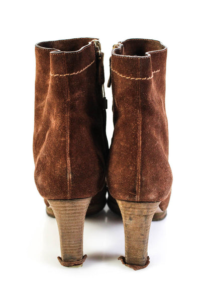 Chloe Womens Suede Zip Up Ankle Boots Brown Size 39.5 9.5