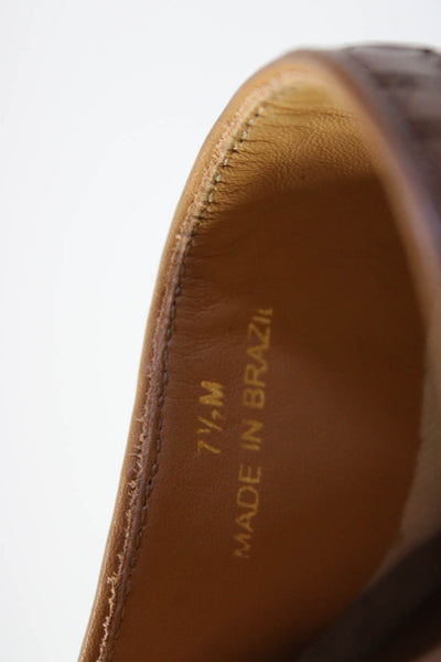 Everlane Womens Woven Leather Natural Wood Outsole Clogs Tan 7.5